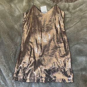 Tibi new with tags mini gold sequin cocktail dress